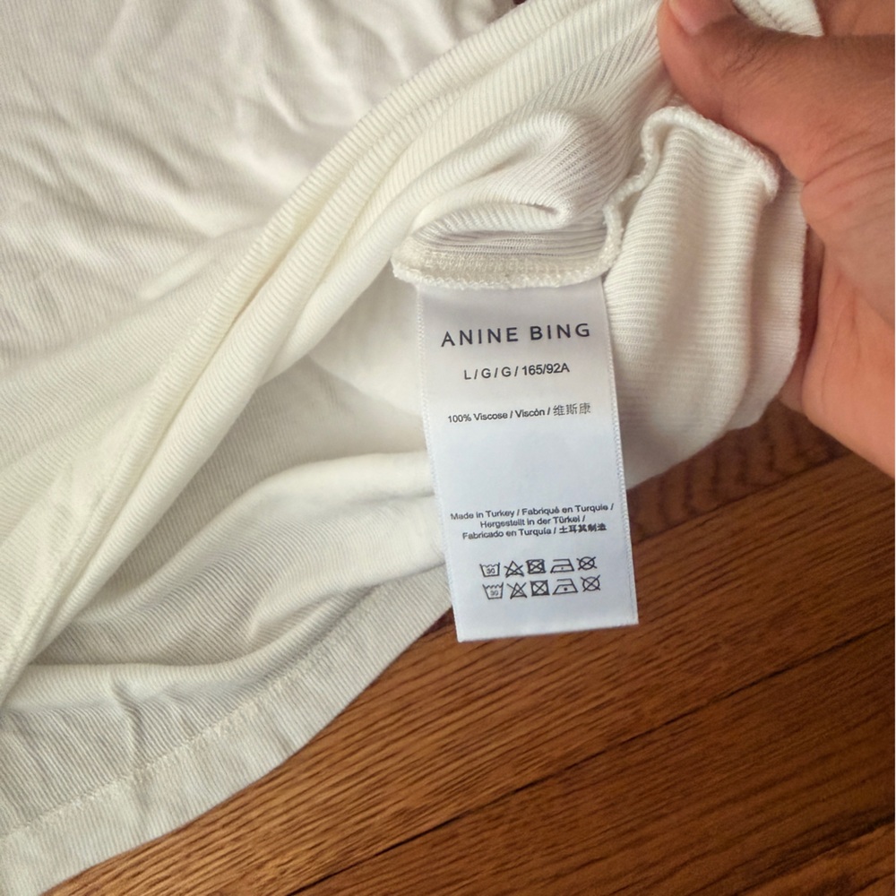 Anine Bing White Tee with Small Black Logo - Picture 4 of 6